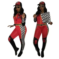 

M2066 sexy overall hooded cheerleader race racer racing jumpsuit