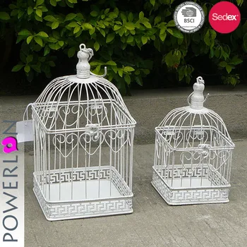 Powerlon Metal Garden Decor Furniture White Decorative Bird Cage