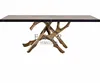 Modern Rectangular Dining Table with Marble Top Stainless Steel Mental Leg