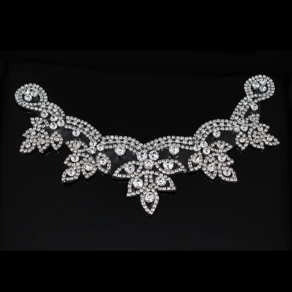 

RH-0006 hot sale hotfix iron leaf rhinestone applique for kerchief,headpiece
