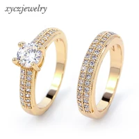 

Good price couple ring large stock world gold jewelry round cz shinny rings