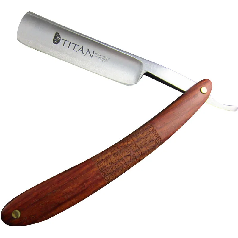 

Titan wood handle steel blade sharp men's shaving striaght razor, Wood handle razor