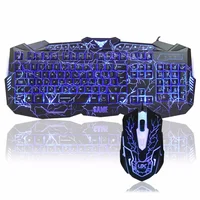 

OEM three color led light USB Wired rgb wired PC computer gaming keyboard and mouse combos