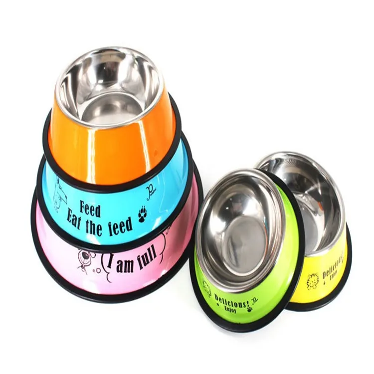 

Multicolor high quality large bowl stainless steel pet feeder bowl