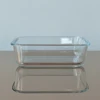 Heat resistant rectangle pyrex lunch glass bowl with PP lid