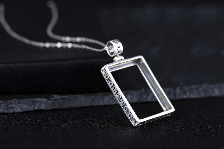 100 925 Sterling Silver Vintage Pendant Blank Fit 18*25mm Turquoise