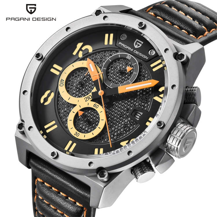 

PAGANI PD 2693 Luxury Brand Waterproof Large Dial Design Chronograph Sports Watches Men Leather Men's Watch Relogio Masculino