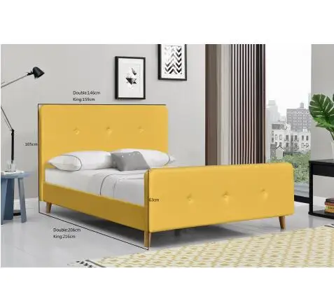 Simple Design Yellow Color Leather Bed