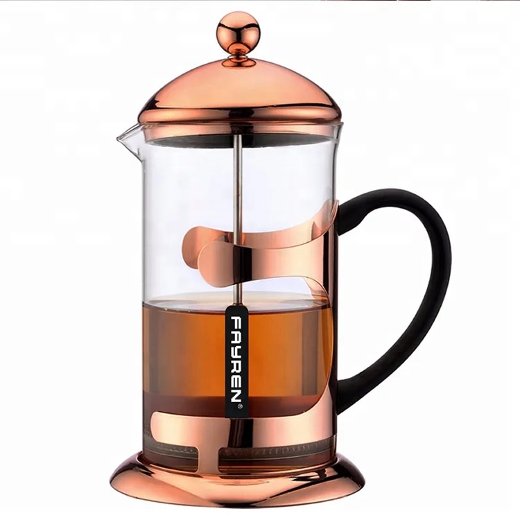 

High quality borosilicate glass pote de vidro maker plunger glass tea pot french coffee press, Customized