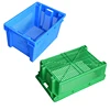 Heavy duty stackable vented plastic crate for supermarket