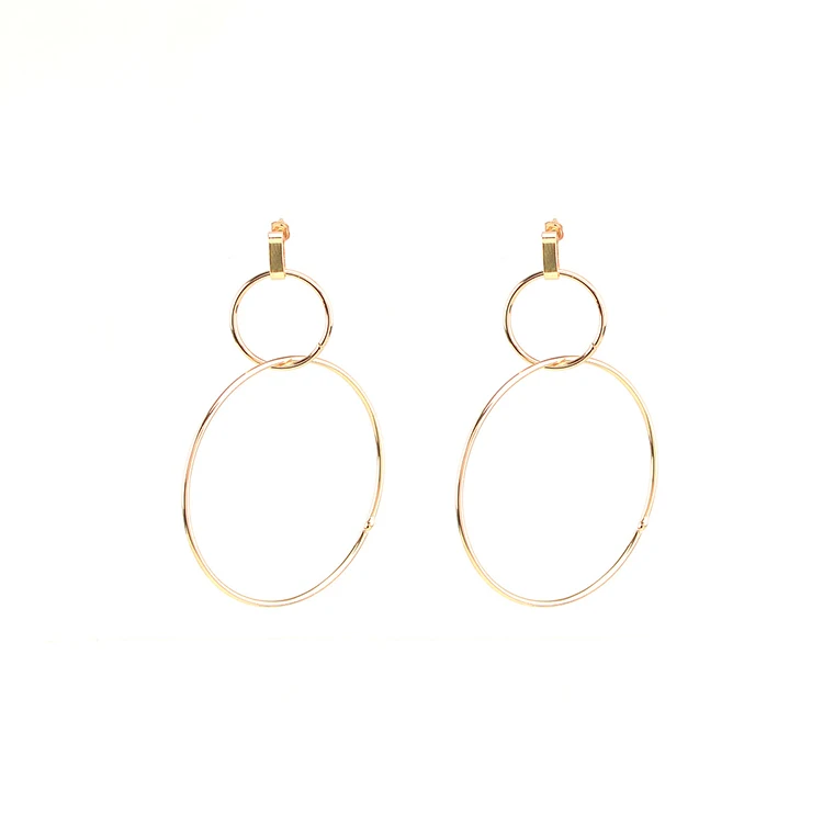 

Punk Big Circle Loop Earring For Women Top Quality Double Circle Long Pendant Drop Earring For Wholesale (KDR011, Same as the picture