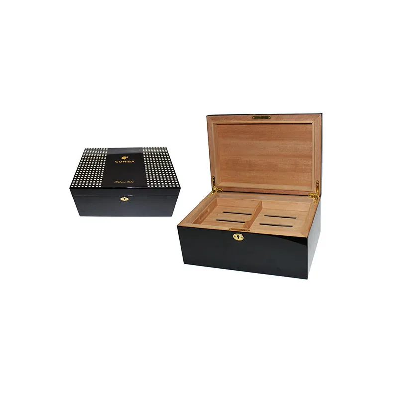 

wholesale modern small solid cigar box bag cedar leather cigar case humidor, Black