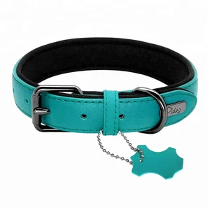 Image of New Fashion 2 padded leather dog collar adjustable dog collars for medium dogs