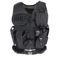 

KMS Military Outdoor Hunting Combat Security Wholesale Air Soft Adjustable Tactical Molle Vest With Pistol Holster