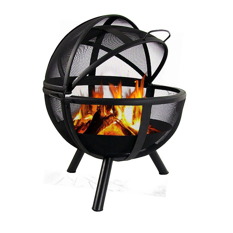 30 In Black Steel Ball Sphere Outdoor Fire Pit With Cover Buy Fire