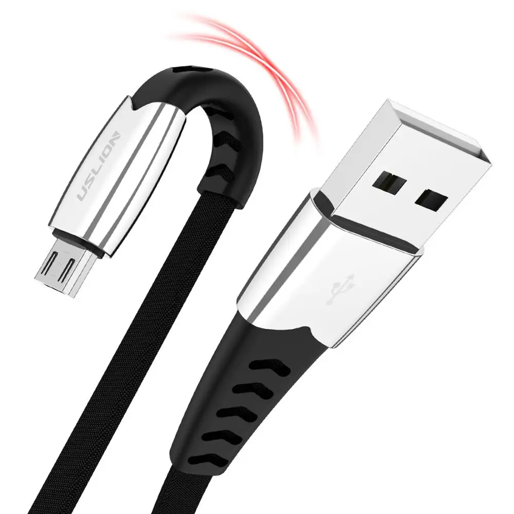 

USLION 1M 2.1A High Tensile Fast Charge Micro USB Cable Aluminum Alloy Data Transfer USB Cable, Black;blue;red