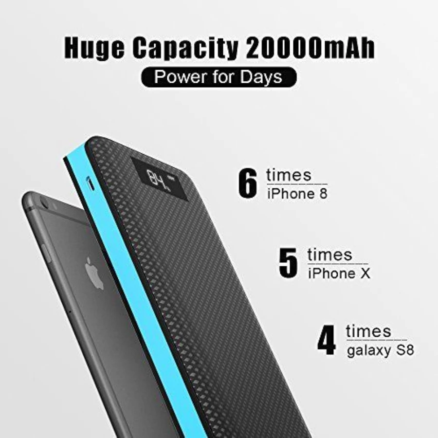 Portable 24000mAh Power Bank 3 USB LED Light Backup Battery Charger For iPhone X 8 Samsung High Quality - ANKUX.COM