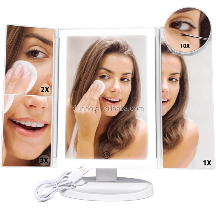 

20 LED Battery Operated Cordless Touch Screen Lighted Vanity Beauty Mirror Makeup Mirror with LED Lights 10x magnifying makeup, Black,white,pink,red