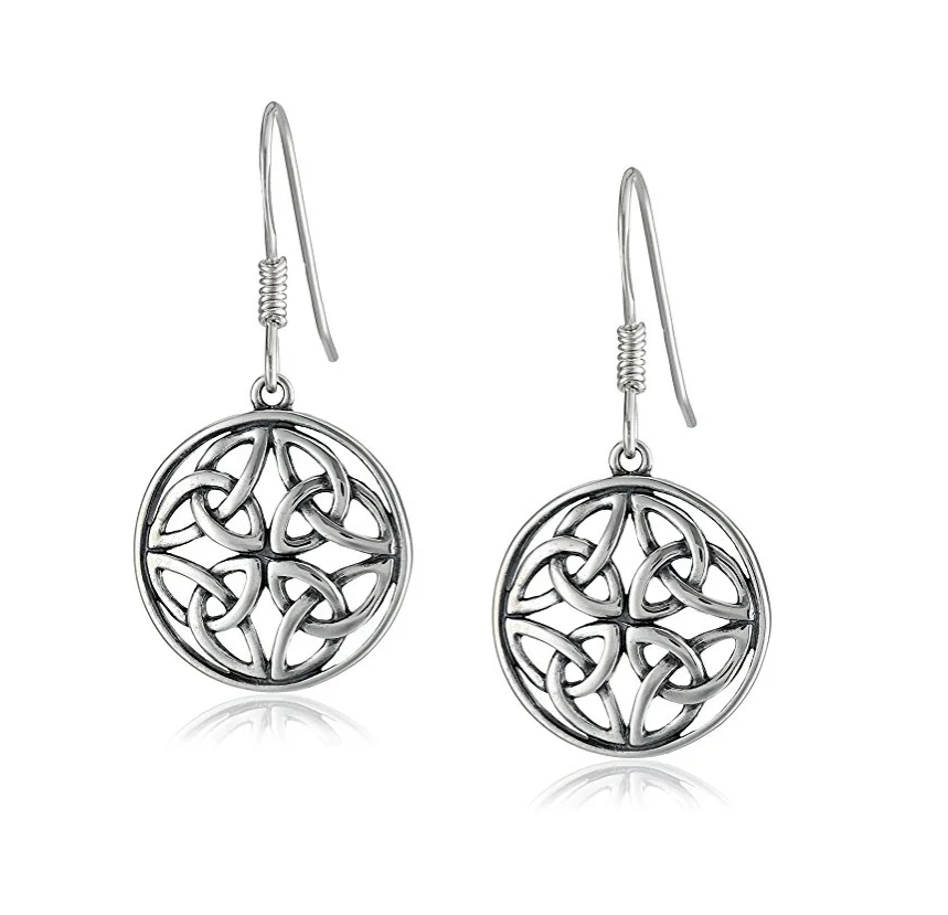 

Women Jewelry Fashion Sterling Silver Celtic Knot Round Drop Wire Earrings