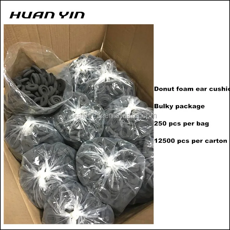 56mm Replacement Doughnut Foam Ear Cushion Black Shinning Sponge Ear