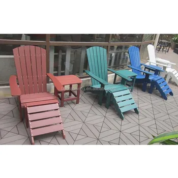 Outdoor Modern Plastic Wooden Adirondack Chair With Coffee Table