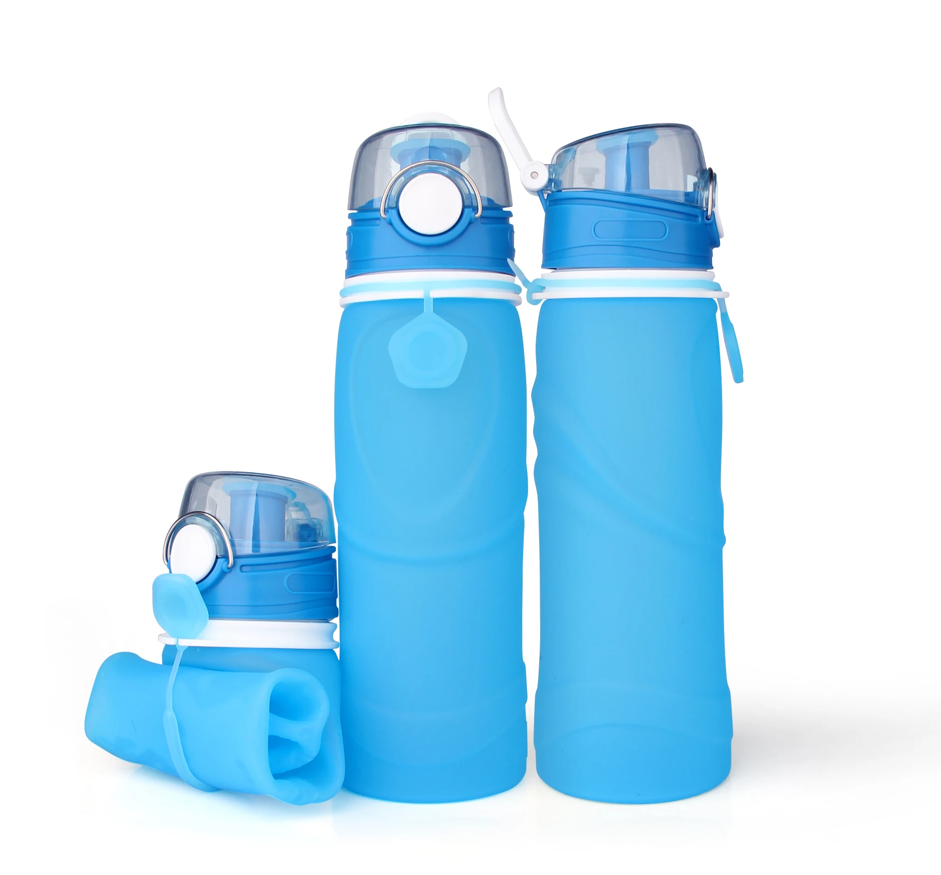 

New Arrival BPA Free Foldable Silicone Water Bottles Silicone Collapsible Water Bottle, Blue;orchid;orange;charcoal gray