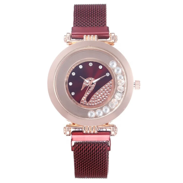 Top 10 Women Watches Magnet Strap Swan Dial Crystal Quartz Wrist Watch For GirlsTW229