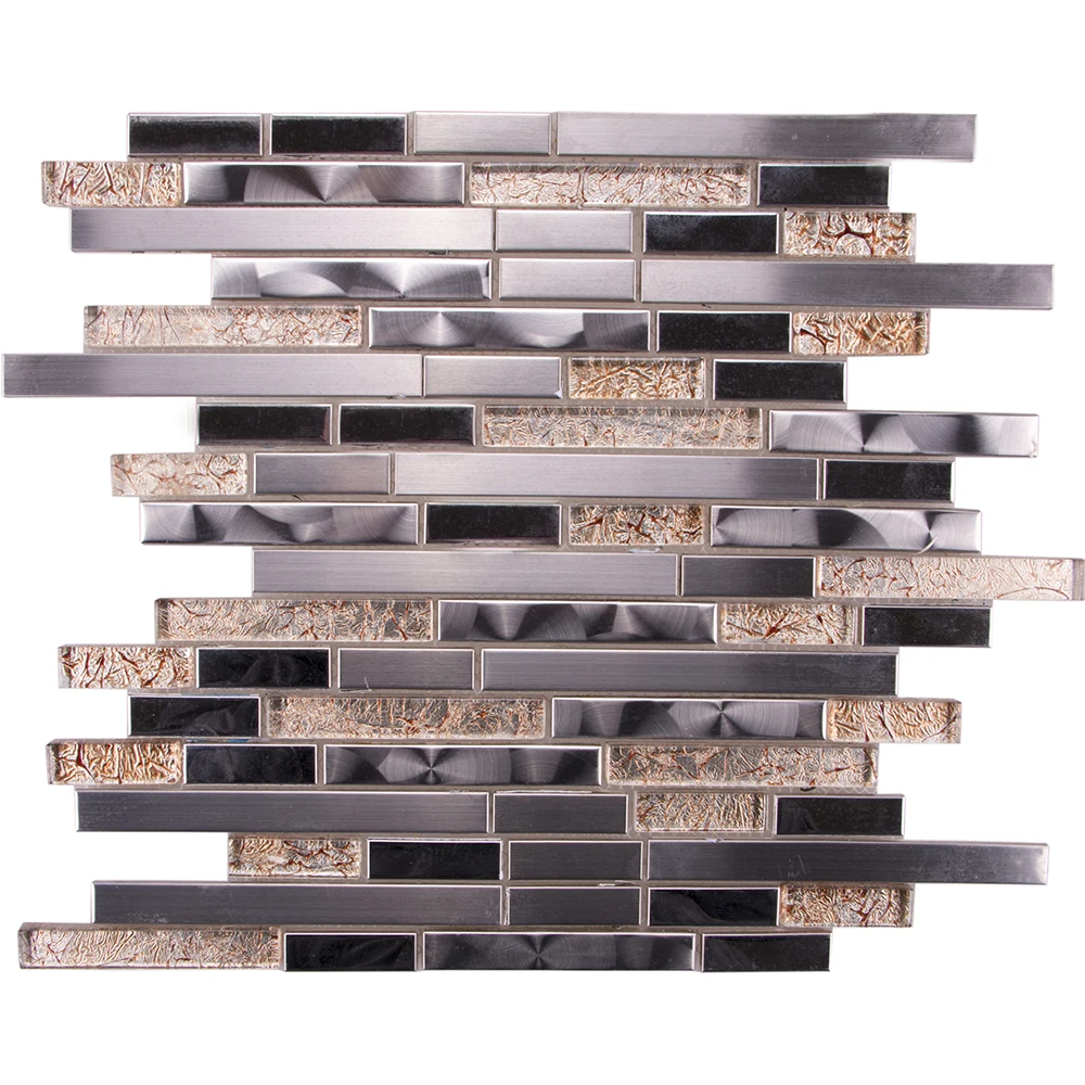 8mm stereo metal brass mosaic tile marble stone mozaik ceramic mix glass splash back kitchen wall