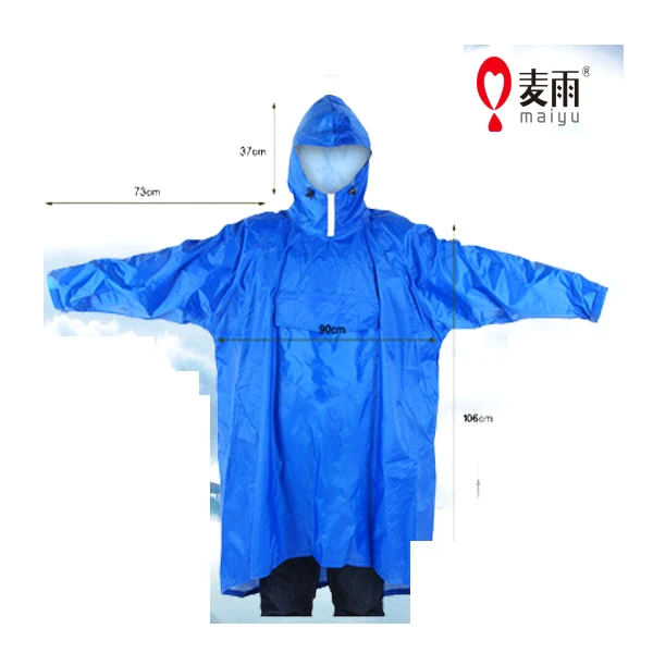 
Maiyu adult breathable 100% polyester waterproof rain poncho with sleeves 