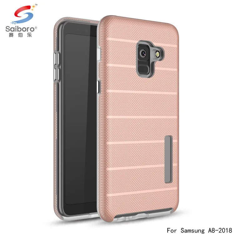 

Cross stripes pattern shockproof hybrid mobile phone case for samsung galaxy a8 2018 back cover, 8 colors