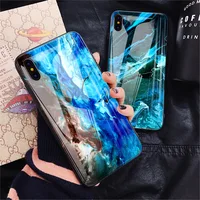 

2019 Amazon Hot Selling Tempered Glass Back Marble Cover Phone Case for iPhone