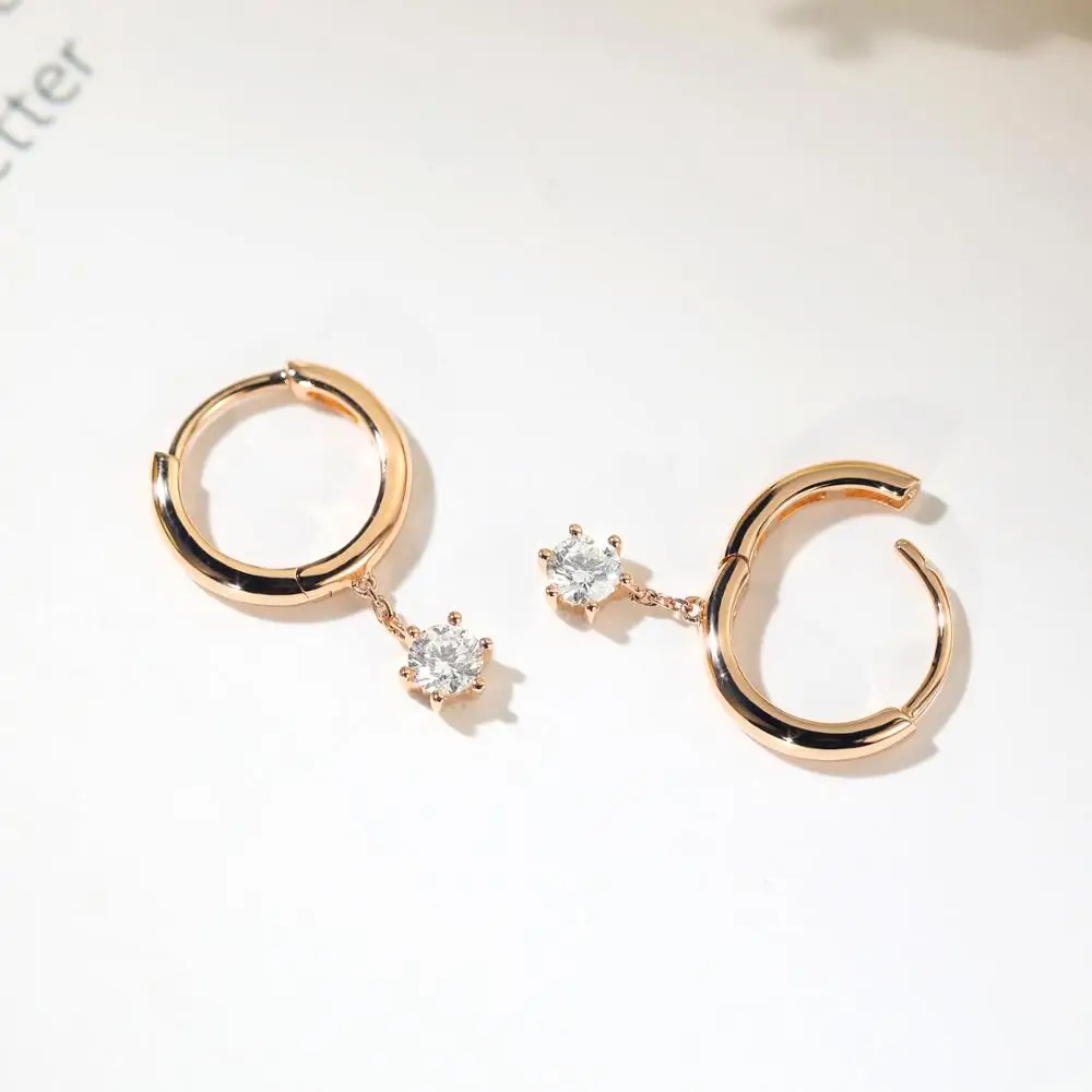 

14k gold jewelry diamond simple circle hoop cz earrings