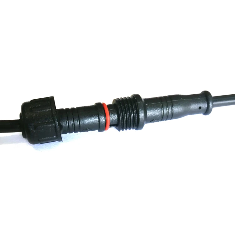 2 Core 2pin Black Pigtail Plastics Waterproof IP65 IP67 IP68 LED Connector Male Female Plug With Screw And Nut