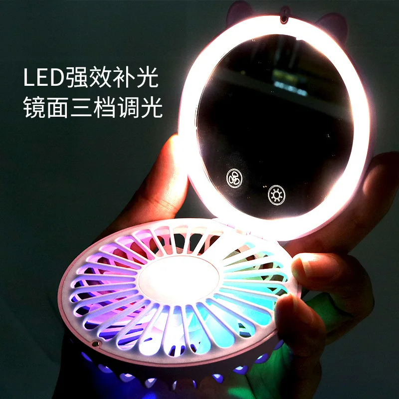 

Amazon Top Seller Wholesale Makeup Mirror With Mini USB Fan, Pretty mirror fan, Pink, red, white