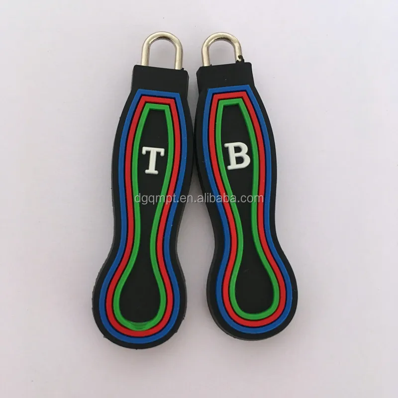 Soft Embossed Pvc Rubber Zip Pullers For Clothing/custom Zipper Pulls