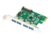 4 Port PCIE PCI-e to USB 3.0 Expansion Card - USB 3.0 Hub Controller PCI Express Card Adapter w/ Extra SATA 15 pin Power