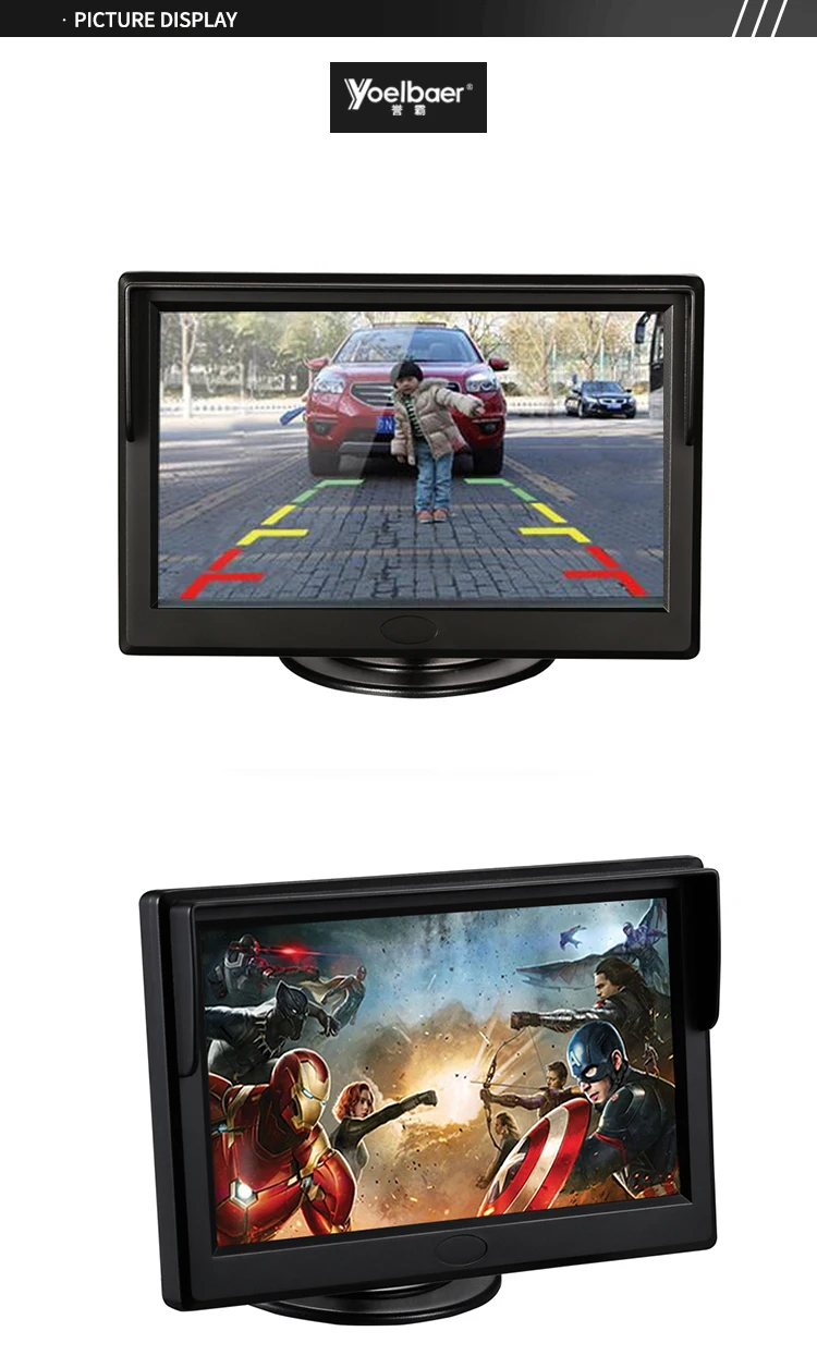 China Car Monitor System 5 Inch Car Monitor With 2 Video Inputs Lcd