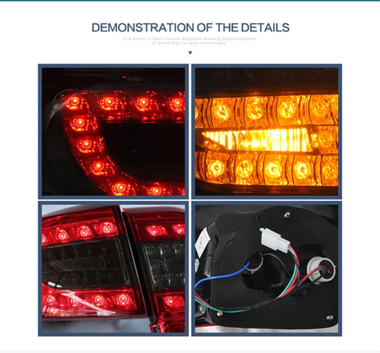 VLAND manufacturer Car lamp for Corolla LED Tail light for 2011 2012 2013 Rear lamp wholesale price plug and play