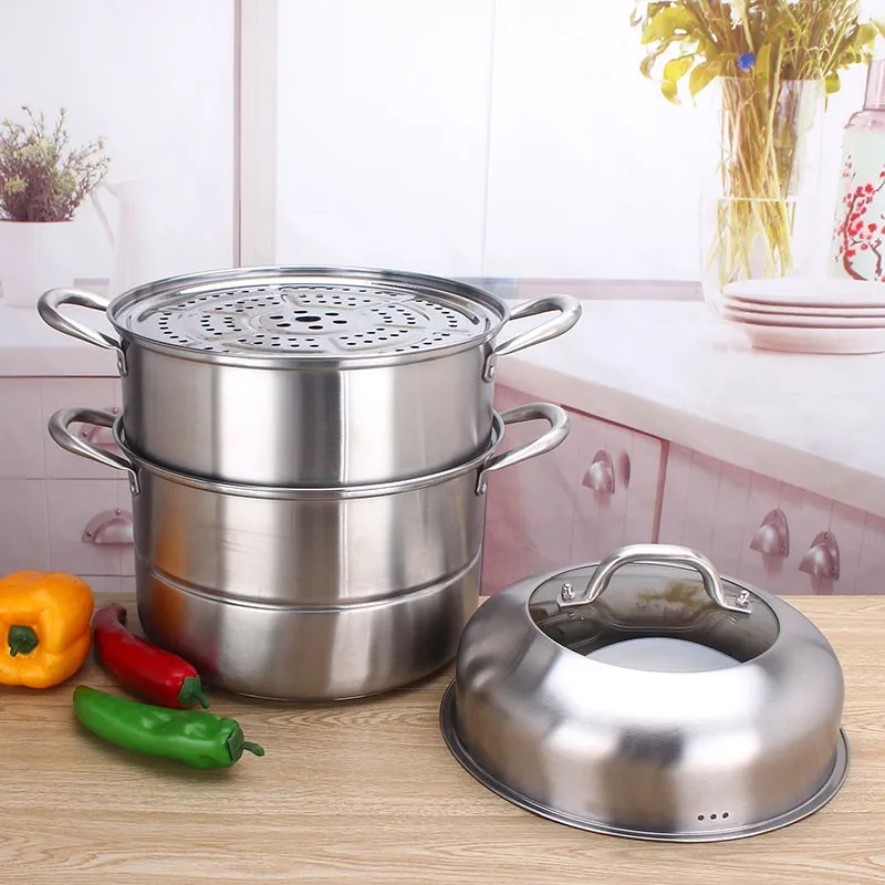 3 Layers Food Display Steamer Bun Steamer Commercial Dim Sum Steamer ...