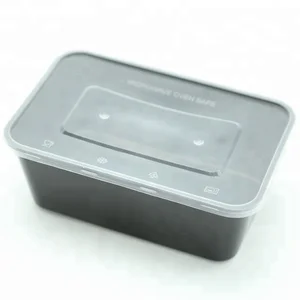 Image of 650ml microwavable black plastic to go containers