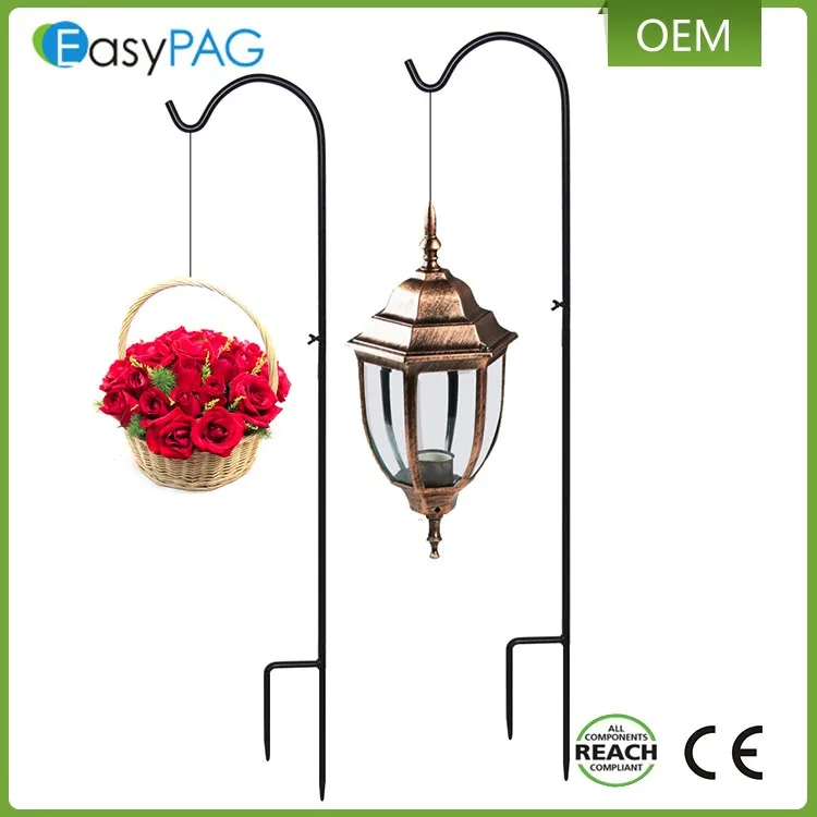 Wholesale 1.2m Christmas Decorations Black Metal Garden Shepherd Hook
