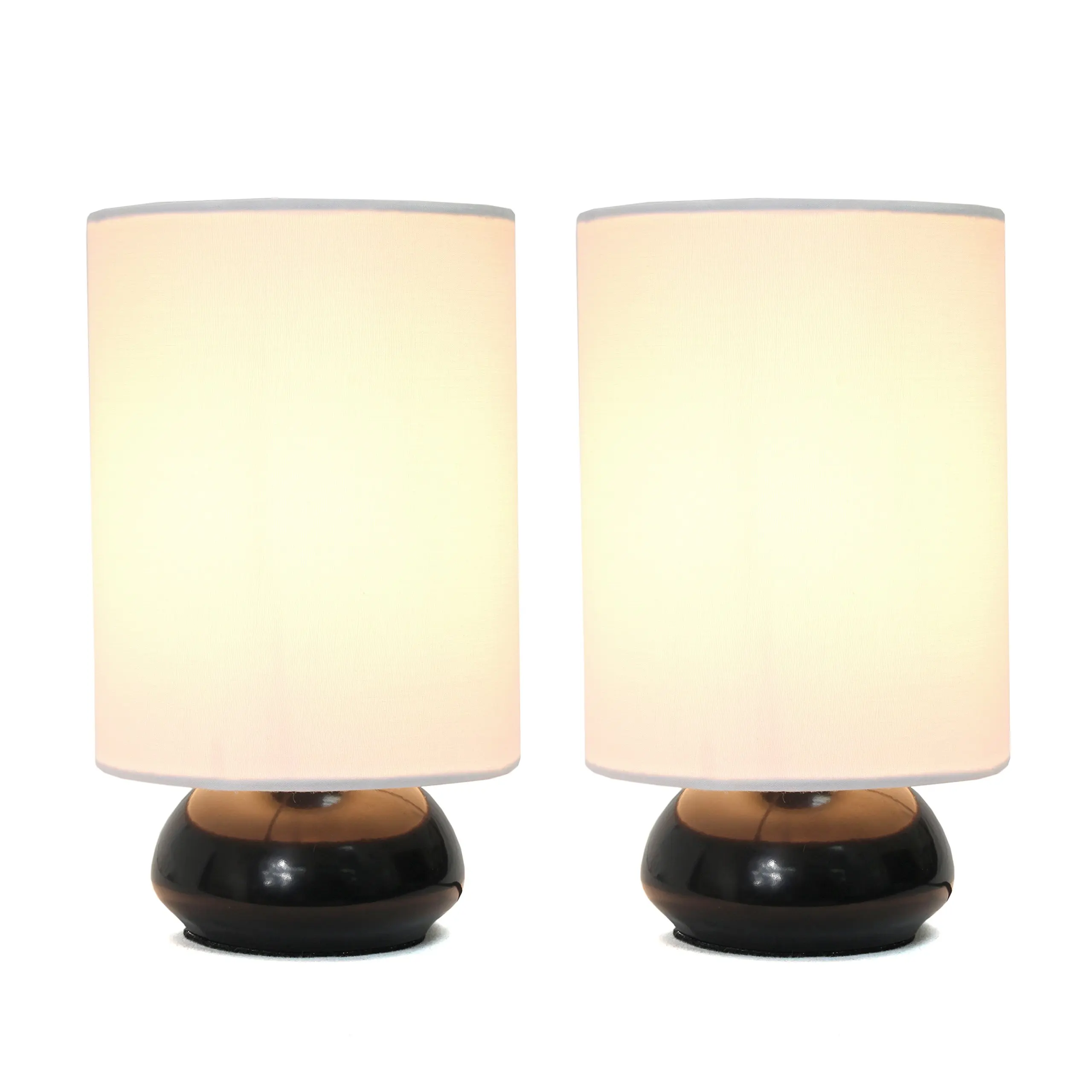 Simple Designs Home LT2043-BLK-2PK Simple Designs Gemini Colors 2 Pack Mini Touch Table Lamp Set with Fabric Shades, Black Gemini Colors 2 Pack Mini Touch Table Lamp Set with Fabric Shades, Blackblack