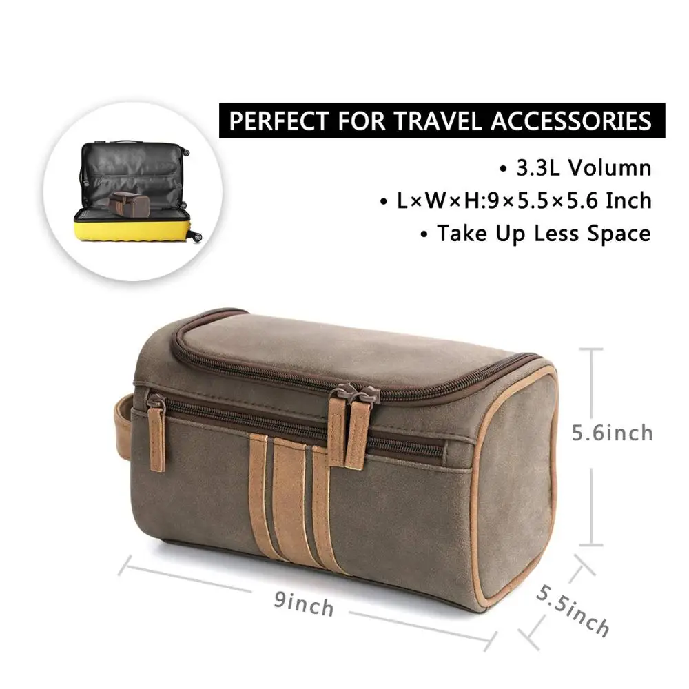 

Toiletry Bag Cosmetic Bag Leather Portable Travel Kit Organizer Storage Mens Wash Bag, Brown , customized color is available