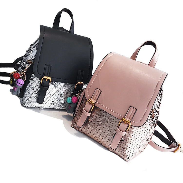 

Fashion Lady color changing women leather reversible sequin backpack, Any colors belong to pantone board