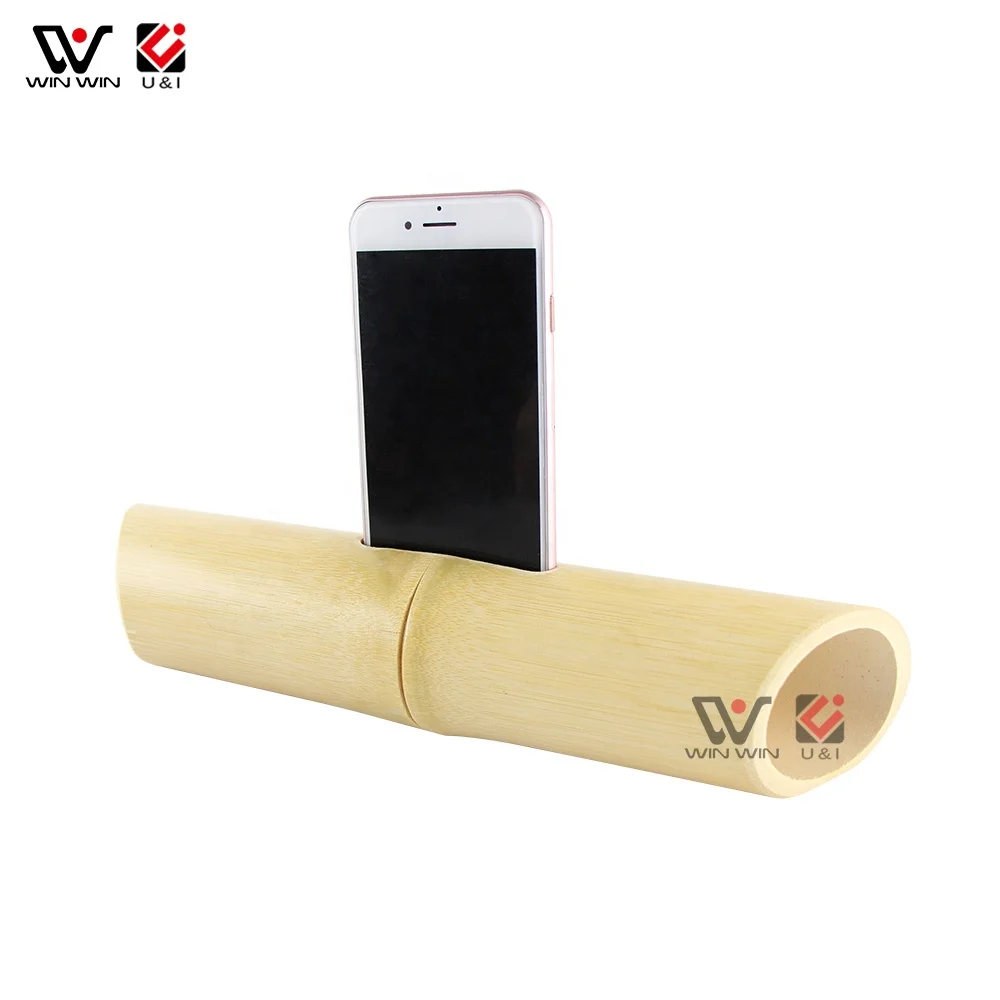 

Natural Eco-friendly Bamboo Speaker Handmade Wooden Phone Stand Custom Logo Phone Loudspeaker