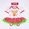 2019 Children Christmas reindeer Clothing Baby Ruffle Tulle Rompers Red White Green Chiffon Christmas Infant TuTu Rompers