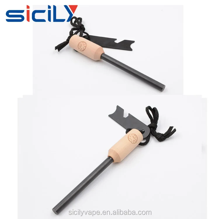 

Survival Bushcraft Fire Starter Flint Stone Lighter Kit with Wooden Handle, N/a