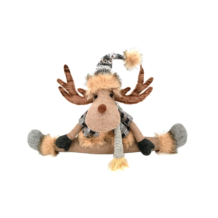 
Soft Leg Christmas Reindeer Statue Girl Plush Fur Reindeer Table Decoration for Shelf Decor Home Holiday 