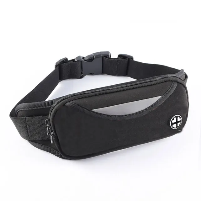 

custom logo wholesale neoprene waterproof sport elastic belt waist bag, Black/customize colors