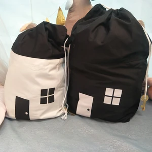Image of Hot-selling Cute House Cotton Organizer Hanging Bag Reusable Toy Storage bag